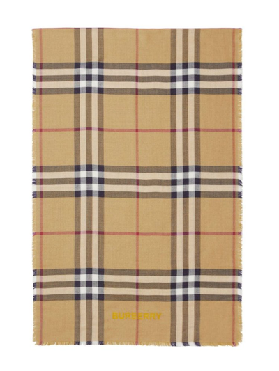 Shop Burberry Check Patterned Scarf In Multi