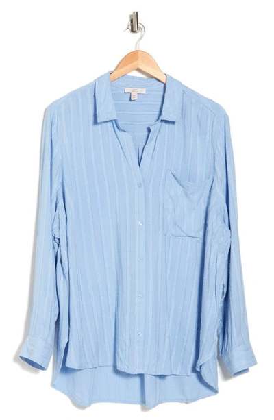 Shop Como Vintage Eyelash Stripe Oxford Bf Shirt In Soft Chambray