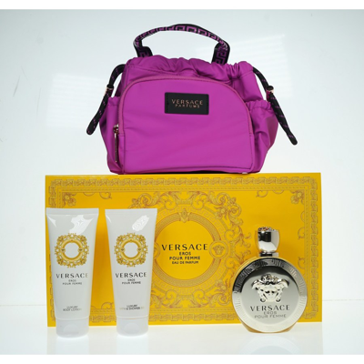 Shop Versace Ladies Eros Pour Femme Gift Set Fragrances 8011003884933 In Orange / White
