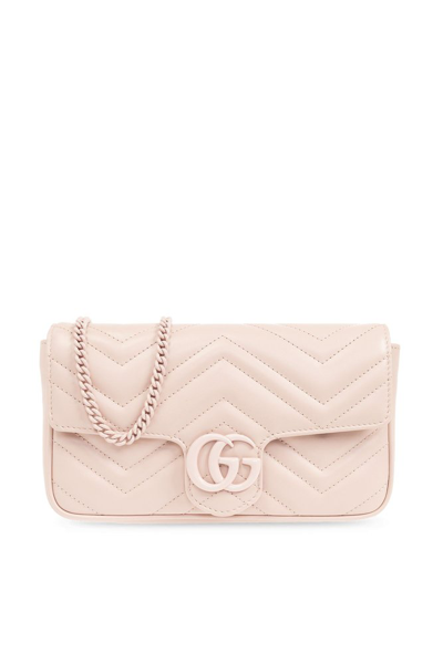 Shop Gucci Gg Marmont Quilted Mini Shoulder Bag In Pink