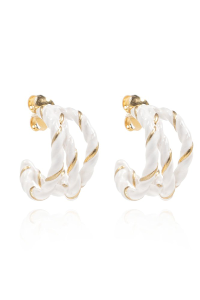 Shop Maison Margiela Twisted Hoop Earrings In White