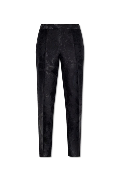 Shop Versace Pleated Tailored Trousers In Black