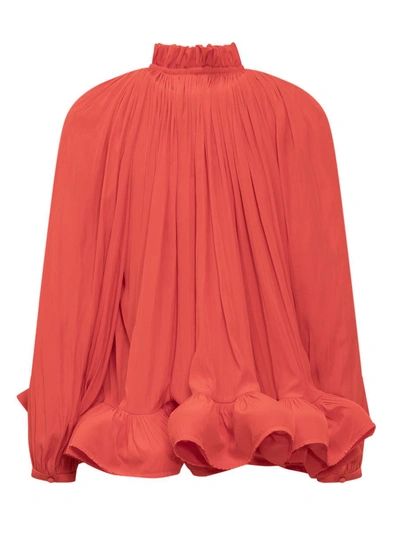 Shop Lanvin Charmeuse Blouse In Red