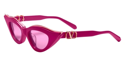Shop Valentino Sunglasses In Pink, Gold