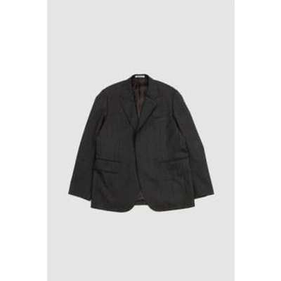 Shop Auralee Bluefaced Wool Dobby Over Jacket Charcoal