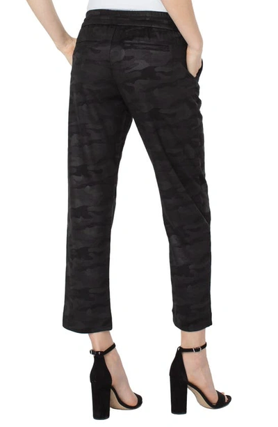 Shop Liverpool Los Angeles Black Camo Pull-on Ankle Straight Leg Trousers