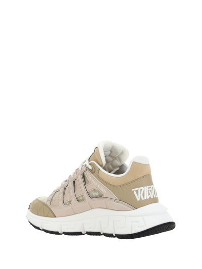 Shop Versace Trigreca Sneakers In Beige/beige