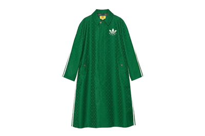 Pre-owned Gucci X Adidas Gg Trefoil Jacquard Coat Green