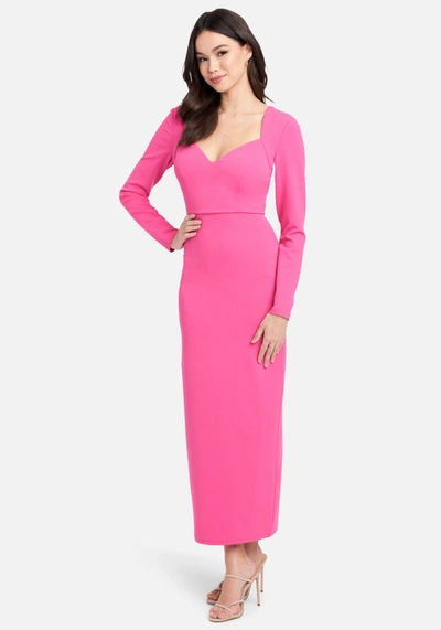 Bebe Open Back Ankle Dress In Fuschia Fedora