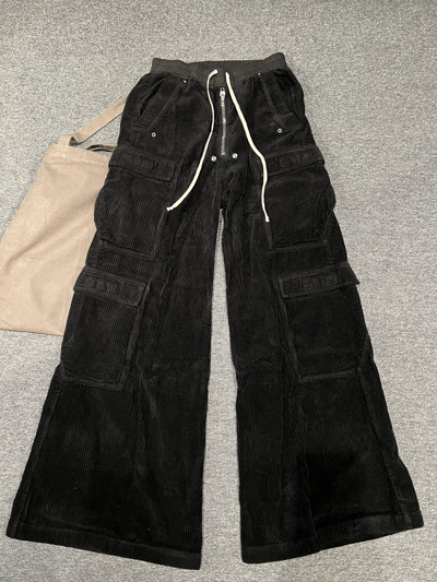 Pre-owned Rick Owens Drkshdw Bela Jumbo Cargo Corduroy Pants Trouser S In Black
