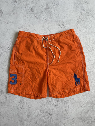 Pre-owned Polo Ralph Lauren X Vintage Polo Ralph Laurent Sport Swimming Shorts In Orange