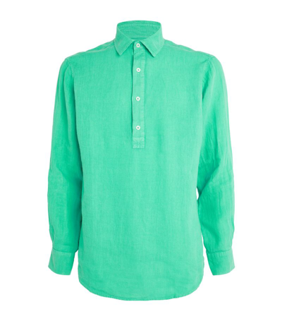 Shop Love Brand & Co. Linen Hoffman Shirt In Green