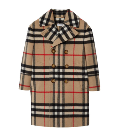 Shop Burberry Kids Wool-cashmere Coat (3-14 Years) In Brown