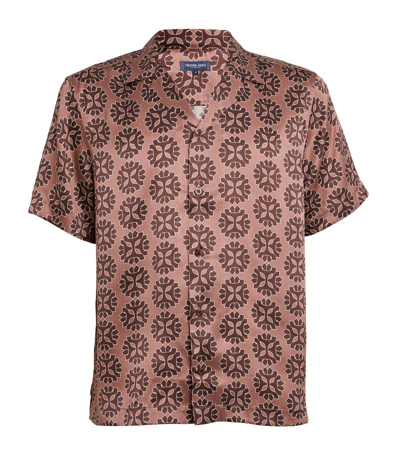 Shop Frescobol Carioca Silk Short-sleeve Shirt In Multi