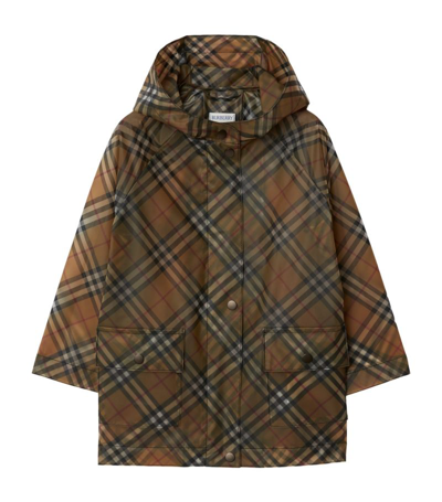 Shop Burberry Kids Hooded Check Parka (3-14 Years) In Brown