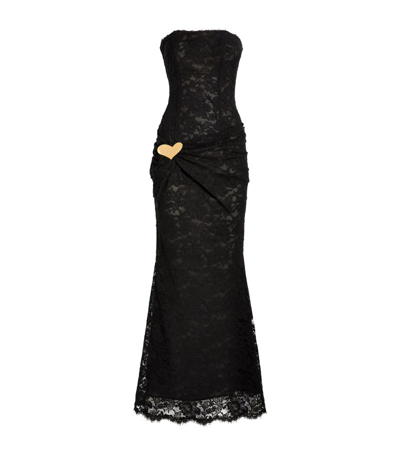 Shop Rowen Rose Lace Heart-detail Maxi Dress In Black