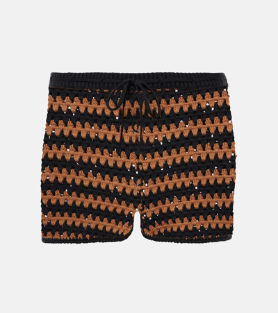 Shop Staud Samara Cotton Crochet Shorts In Multicoloured