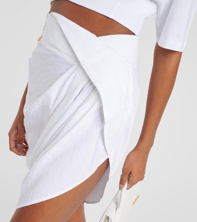 Shop Jacquemus La Mini Jupe Saudade Draped Miniskirt In White