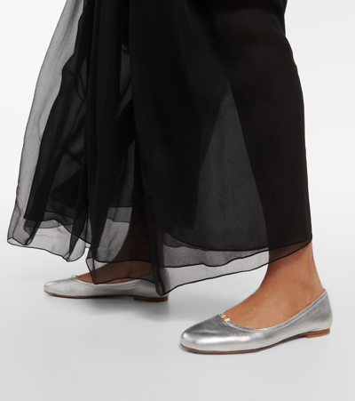 Chloé Marcie Metallic Leather Ballerina Flats In Silver