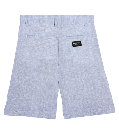 Shop Dolce & Gabbana Linen Bermuda Shorts In Blue