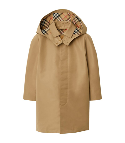 Shop Burberry Hooded Trench Coat (3-14 Years) In Brown