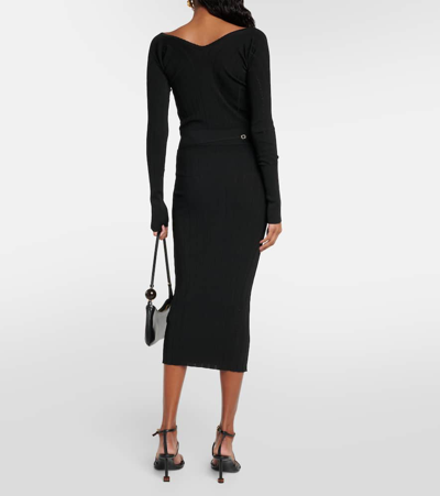 Jacquemus La Jupe Pralu Ribbed-knit Midi Skirt In Black