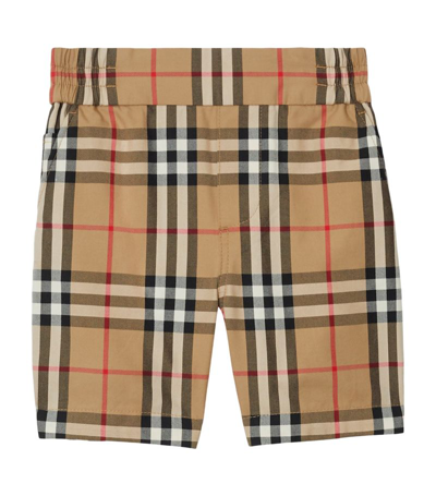 Shop Burberry Cotton Check Shorts (6-24 Months) In Brown