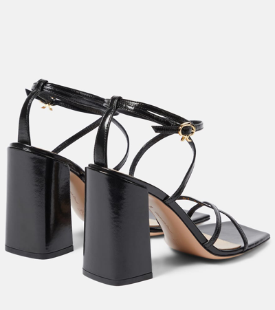 Gianvito Rossi Ribbon 105 Leather Sandals - Women's - Patent Calf Leather/calf Leather In Black