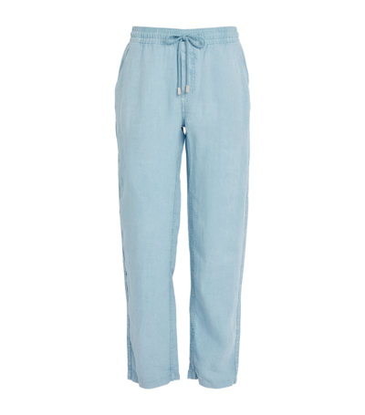 Shop Vilebrequin Linen Trousers In Blue