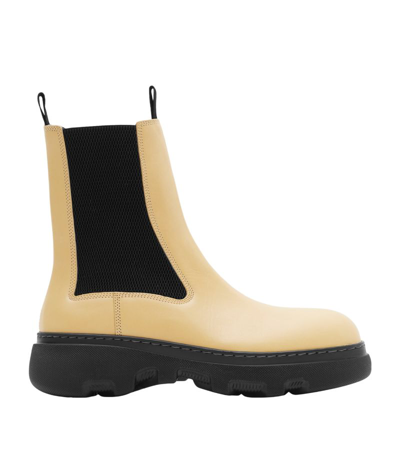 Shop Burberry Leather Creeper Chelsea Boots In Neutrals