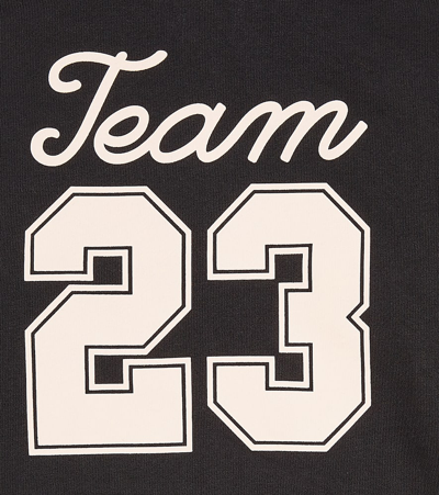 Off-white Girl's Team 23 Cropped Raw-edge Hoodie In Black
