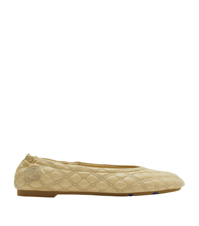Shop Burberry Leather Quilted Sadler Ballet Flats In Neutrals