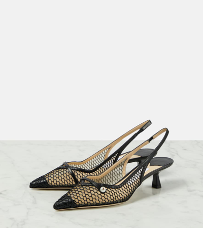 Jimmy Choo Hollowed-out Knitted High Heels In Black