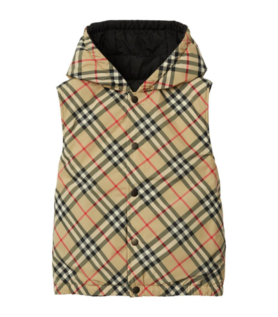 Shop Burberry Kids Check Print Gilet (3-14 Years) In Neutrals