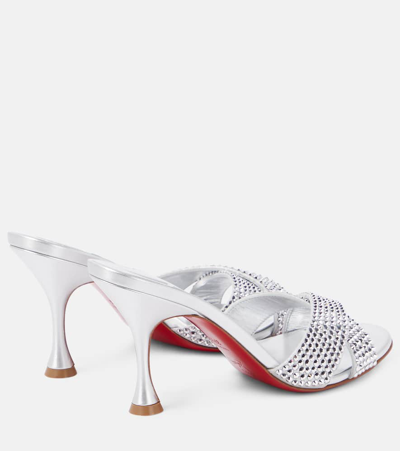 Shop Christian Louboutin Mariza Is Back Embellished Leather Mules In Silver