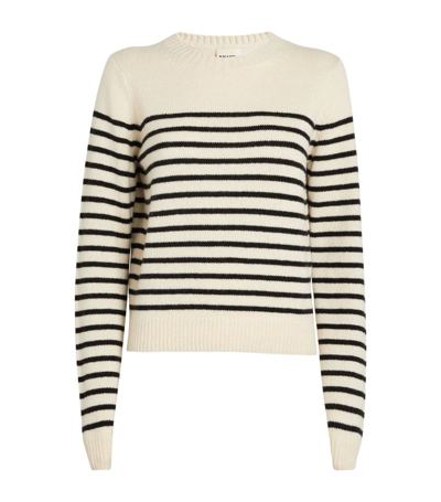 Shop Khaite Cashmere Striped Diletta Sweater In Beige