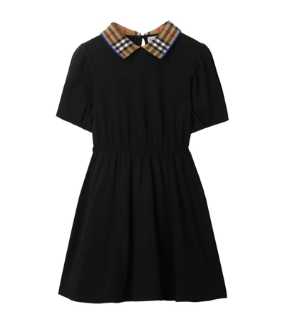 Shop Burberry Check Print Dress (3-14 Years) In Black