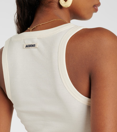 Shop Jacquemus Le Débardeur Gros Grain Cotton Tank Top In White