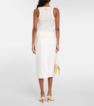 Shop Jacquemus Le Débardeur Gros Grain Cotton Tank Top In White