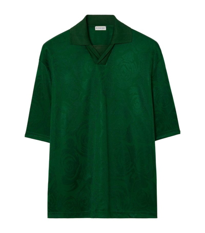 Shop Burberry Rose Jacquard Polo Shirt In Green