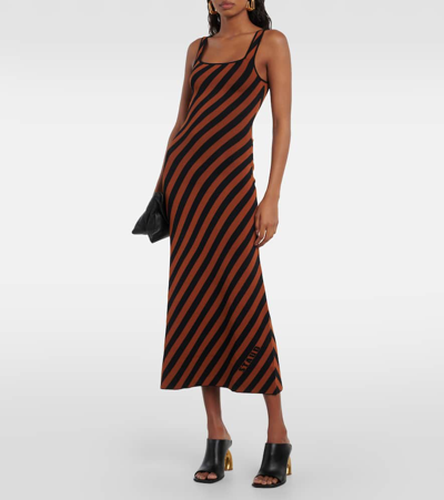 Shop Staud Katie Striped Midi Dress In Multicoloured