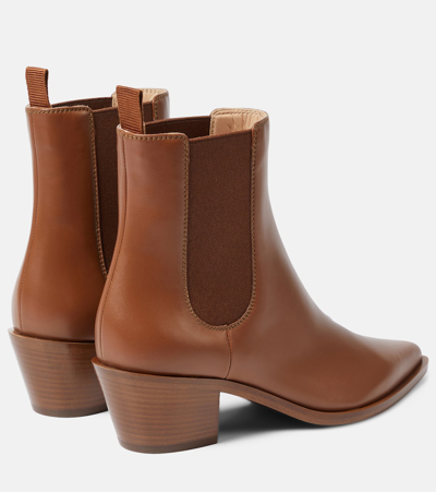 Shop Gianvito Rossi Leather Ankle Boots In Brown
