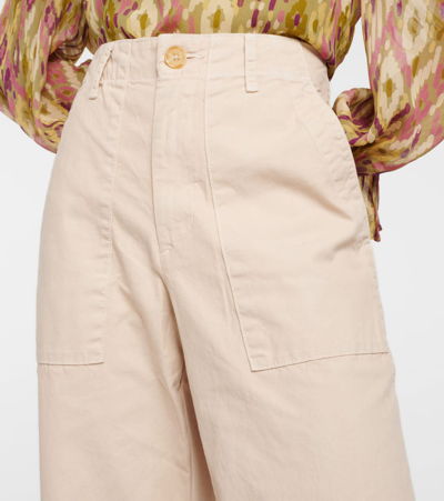 Velvet Mya Cropped Cotton Straight Pants In Beige
