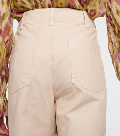 Velvet Mya Cropped Cotton Straight Pants In Beige