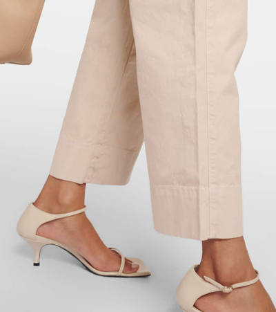 Velvet Mya Cropped Cotton Straight Pants In Beige