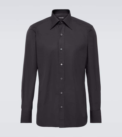 Shop Tom Ford Cotton Poplin Shirt In Black