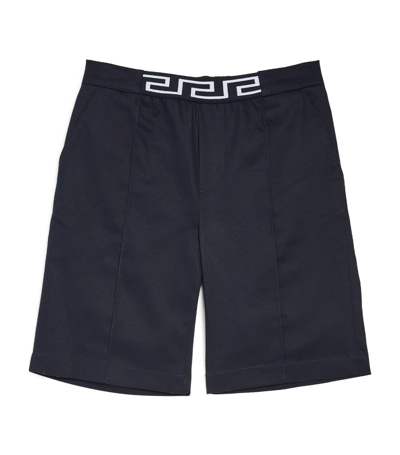 Shop Young Versace Greca Trim Shorts (4-14 Years) In Navy