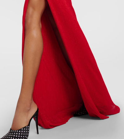 Shop Rebecca Vallance Samantha Cutout Plissé Gown In Red