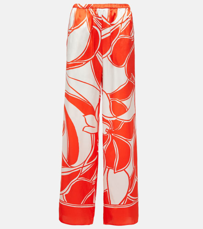 Shop Sir Ramona Printed Silk Satin Wide-leg Pants In Multicoloured