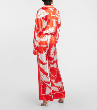 Shop Sir Ramona Printed Silk Satin Wide-leg Pants In Multicoloured